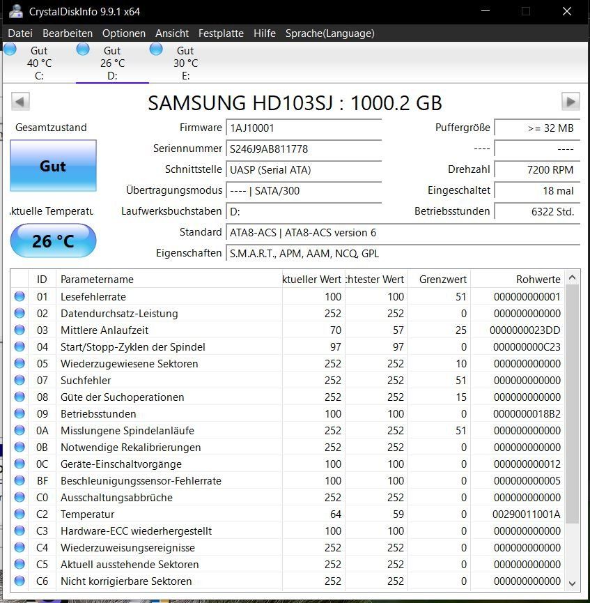 Samsung Disques durs: SAMSUNG HDD 2x 1tb / 1x 320 GB – D'occasion à Aathal-Seegräben par astolp 2