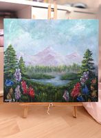Original Gemälde „Die Spiegelungen der Blumen“ — 41 x 39cm