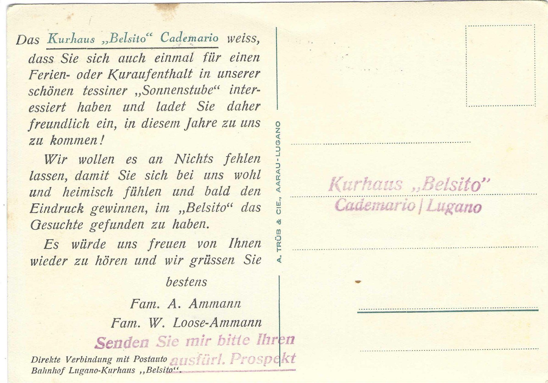Cartoline postali: Cademario/Lugano, Werbekarte, – Nuovo (secondo la descrizione) da Wildhaus venduto da Brunphil 1