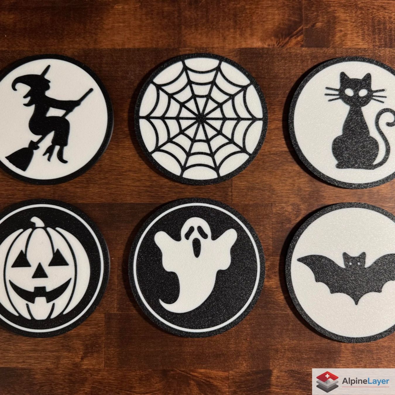 Sottobicchieri: Halloween Coaster Set with Holder 3D Printed – Nuovo (secondo la descrizione) da Losone venduto da AlpineLayer 1