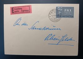 PAX MARKE AUF EXPRESS BRIEF, ZÜRICH - RHEINFELDEN 1946