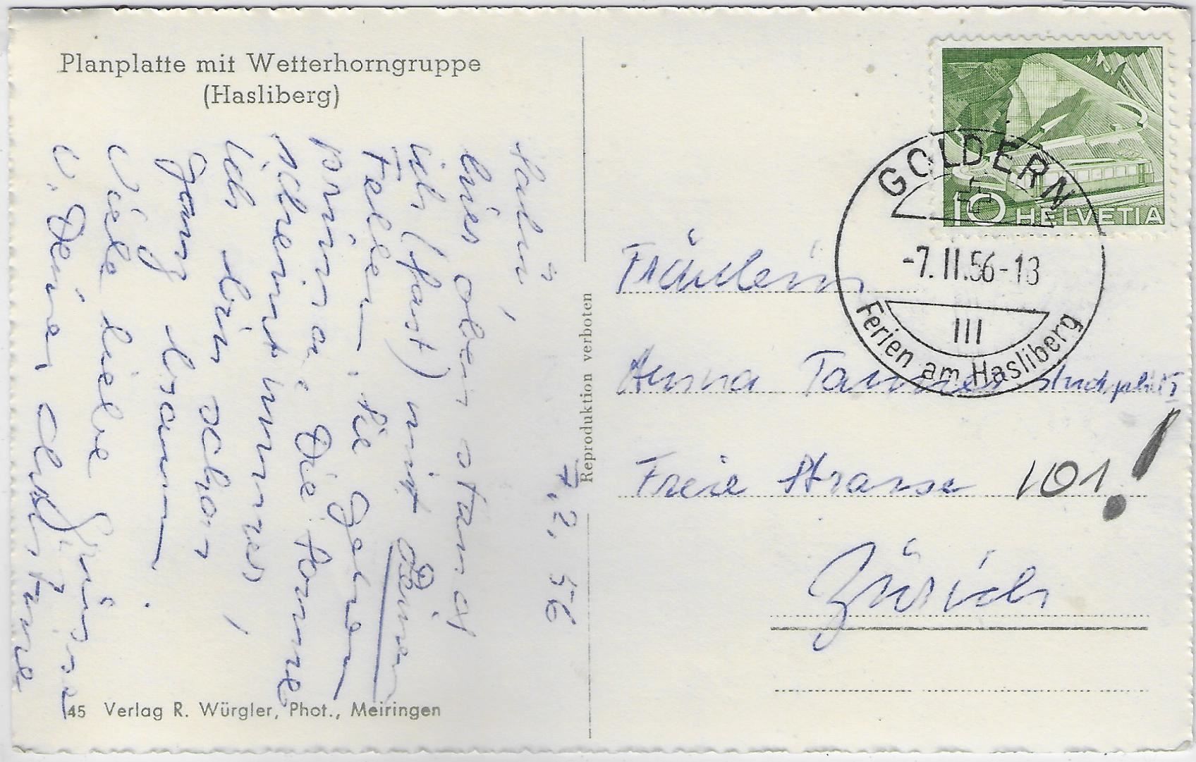 Cartoline postali: Planplatte mit Wetterhorngruppe – Usato da Ettingen venduto da Kartenplanet 1