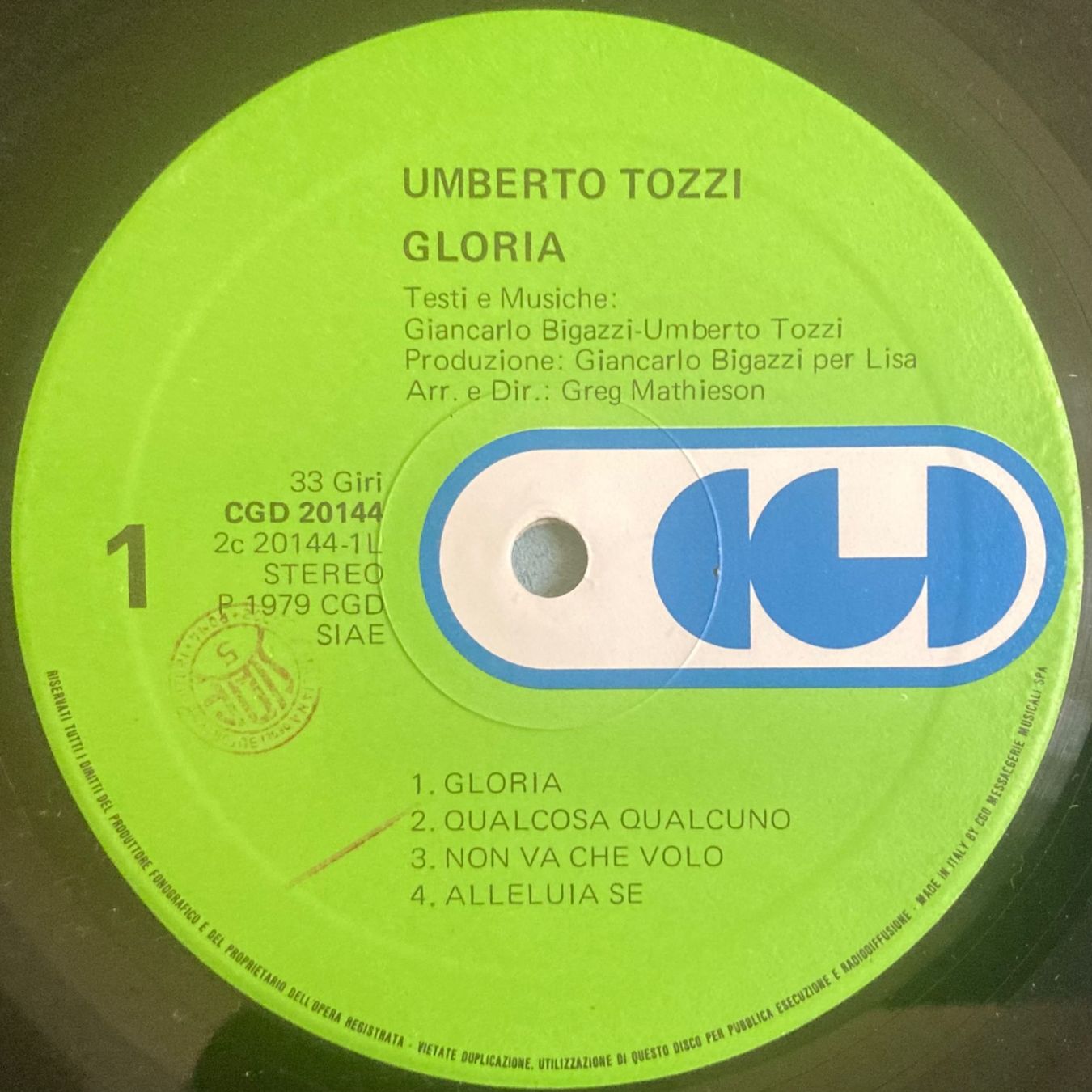 Dischi in vinile: UMBERTO TOZZI - GLORIA – Usato da Poliez-Pittet venduto da Newtown-Records 3