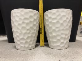Set of 2 White Ceramic Plant Pots 13cm