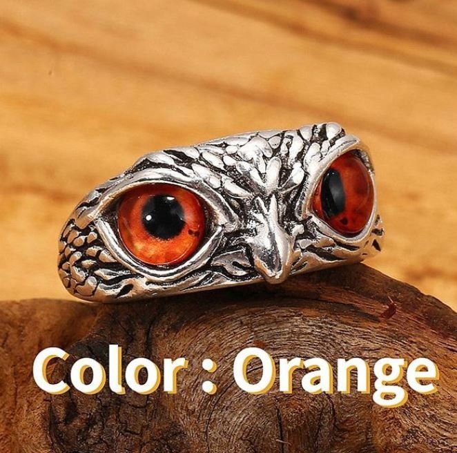Anelli: Ring Eule, Owl orange Augen, orange Eyes – Nuovo (secondo la descrizione) da Schwanden GL venduto da UHRKNALL