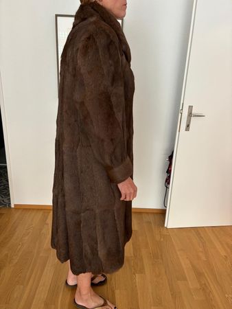 Echtpelzmantel lang (Bisam/Nutria?), Vintage, dunkelbraun
