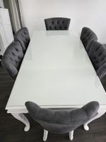 Esstisch mit glassplatte und 6 Stühlen weiss/grau| sehr gut