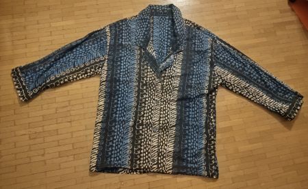Vintage Batik Hemd, Grösse L, Blau/Schwarz - Unikat!