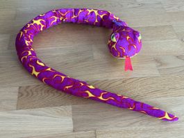 Stoffschlange violett gelb mit Flammenmuster 1 Meter