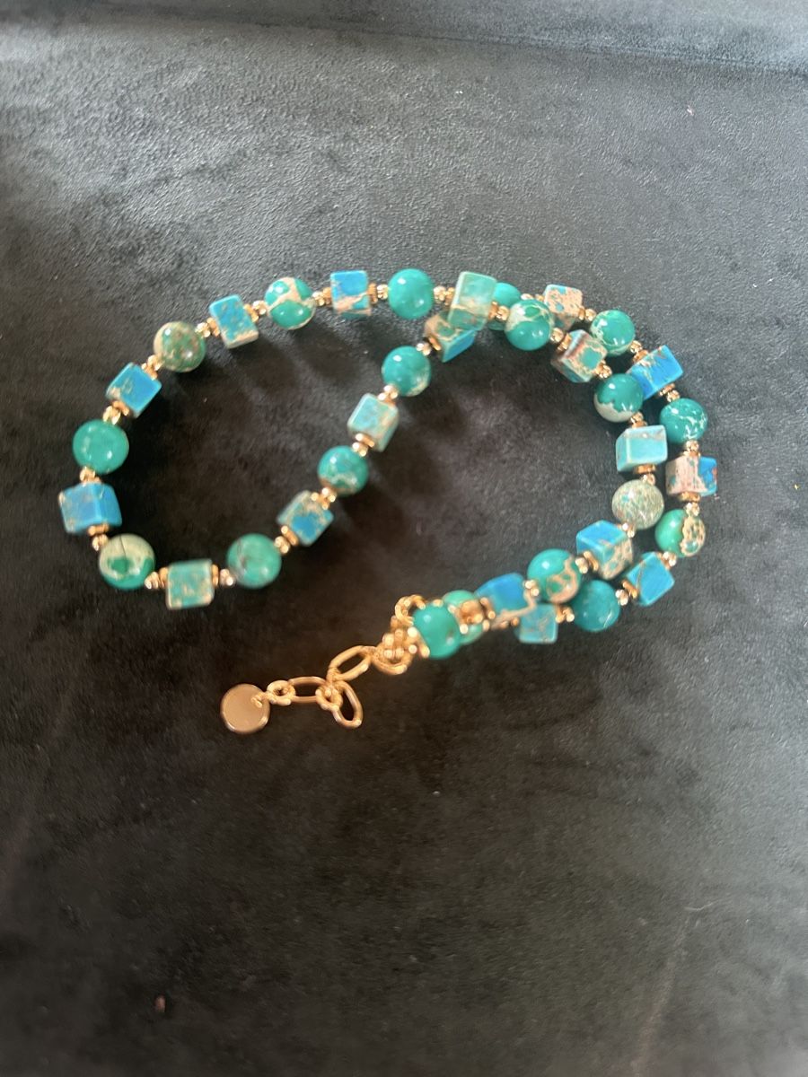 Catenine: Halskette mit Jaspis Perlen. Handarbeit. – Nuovo e nell'imballaggio originale da Kriens venduto da Hortensie6 2