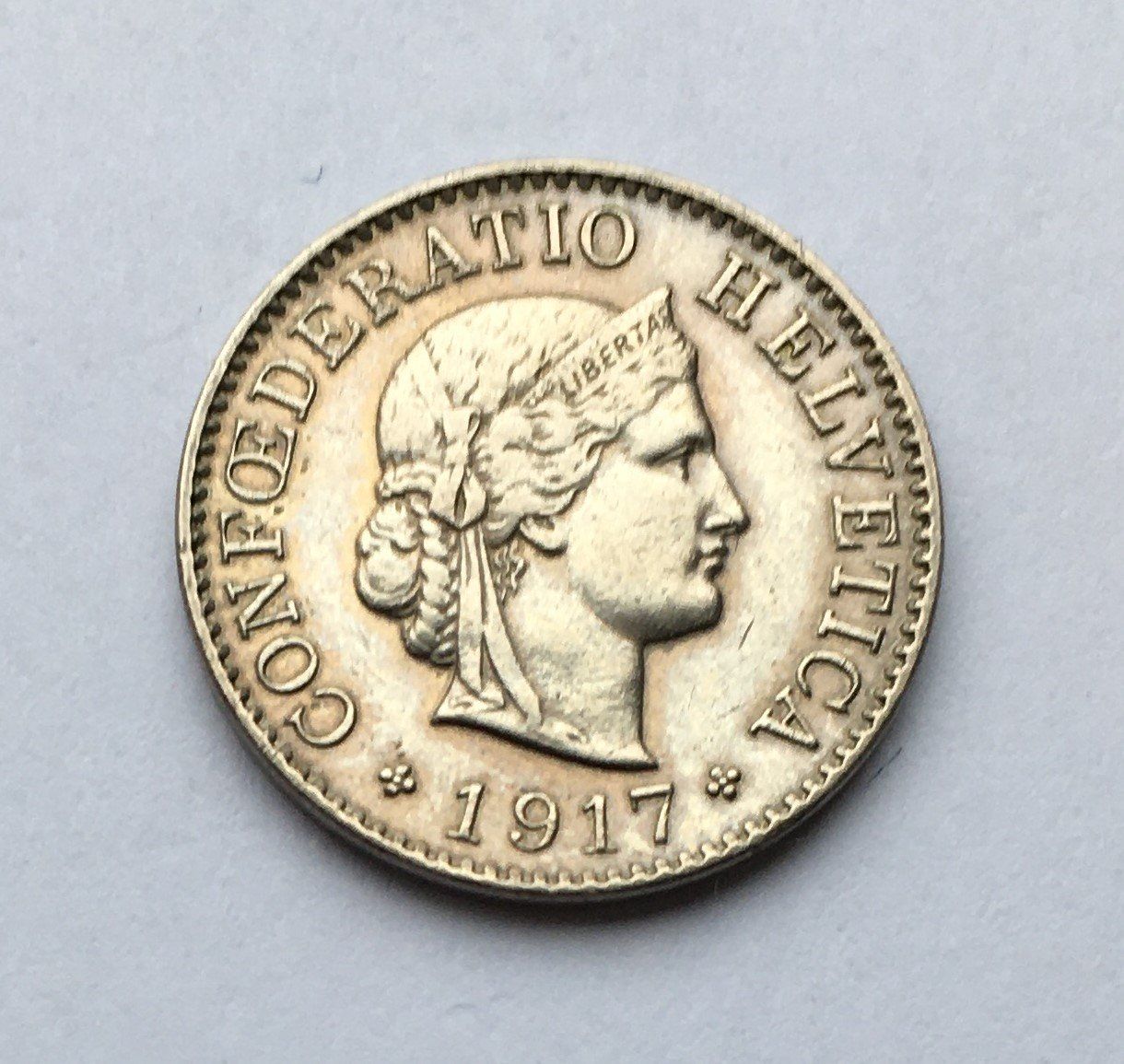 Tutti le monete: 1917 5 Rappen vz+ – Usato da Kirchberg SG venduto da Helveticus00