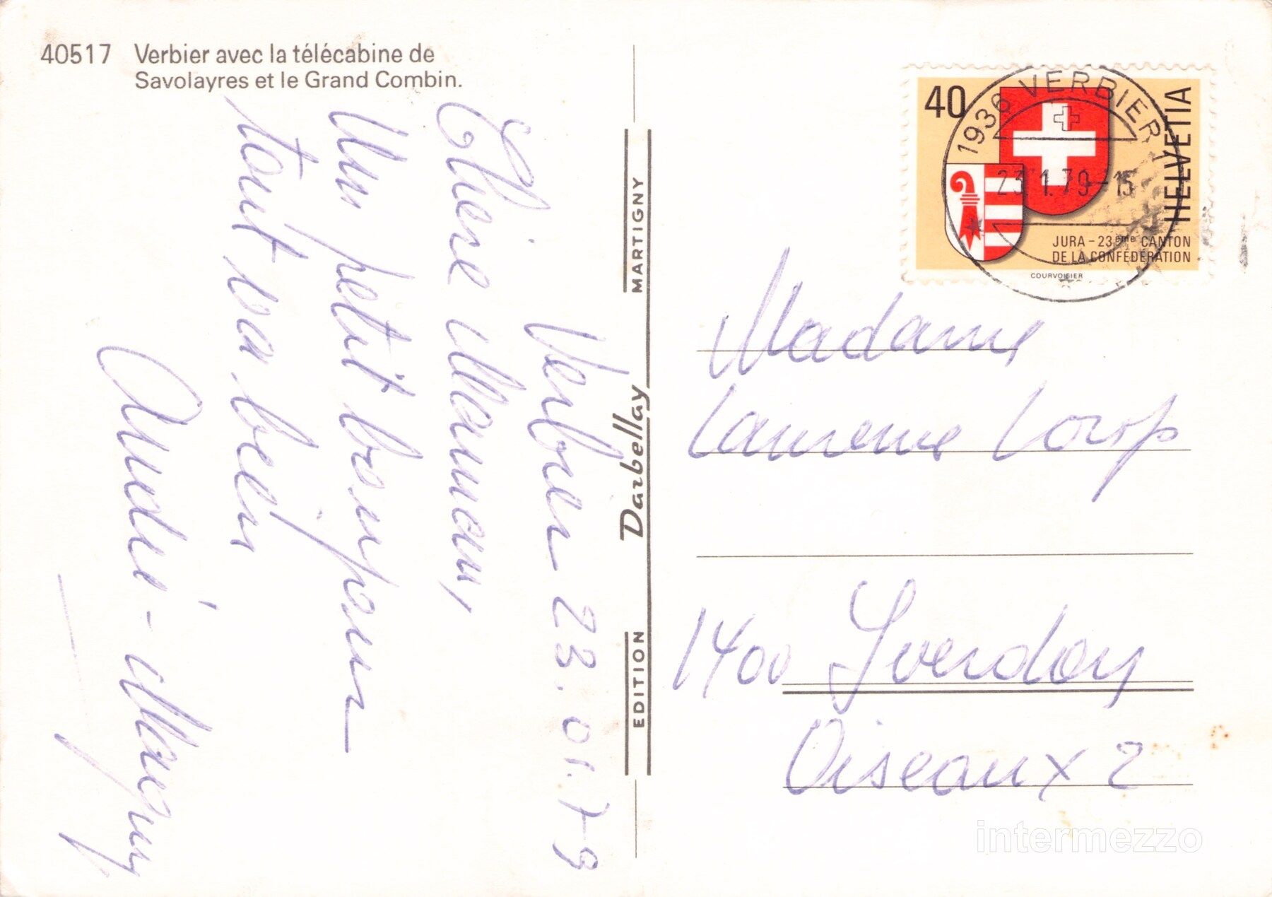 Cartoline postali: Verbier VS // 1979 Gondelbahn Savoleyres Grand Combin – Usato da Basel venduto da intermezzo12 1