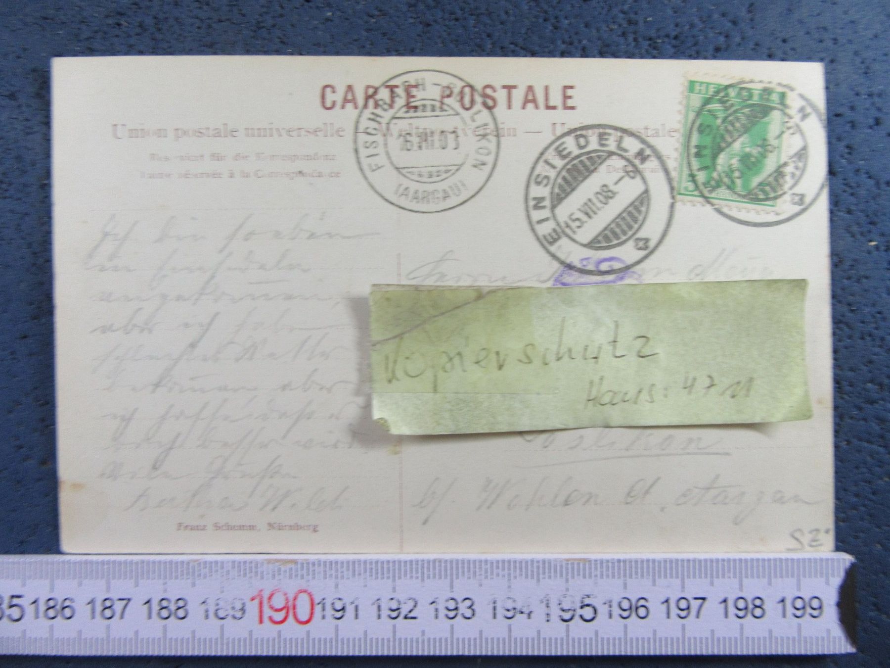 Ansichtskarten: GRUSS AUS EINSIEDELN 1908 SZ AK – Gebraucht aus Ettingen von Hausi4711 1