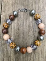 Schmuck: Collier braun/silber (Nr. 2)
