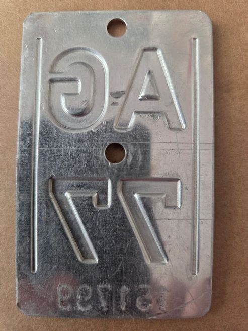 Sachs Schilder: Velonummer AG 77 plaque velo – Gebraucht aus Schenkon von Uhu007 1
