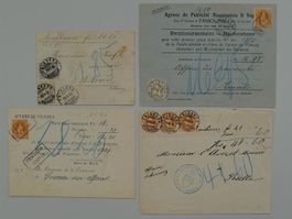 1882, VIER sauber BELEGE mit STEHENDEN von FRIBOURG !