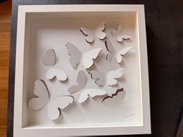 Cadre papillons blanc 30x30 cm bon état