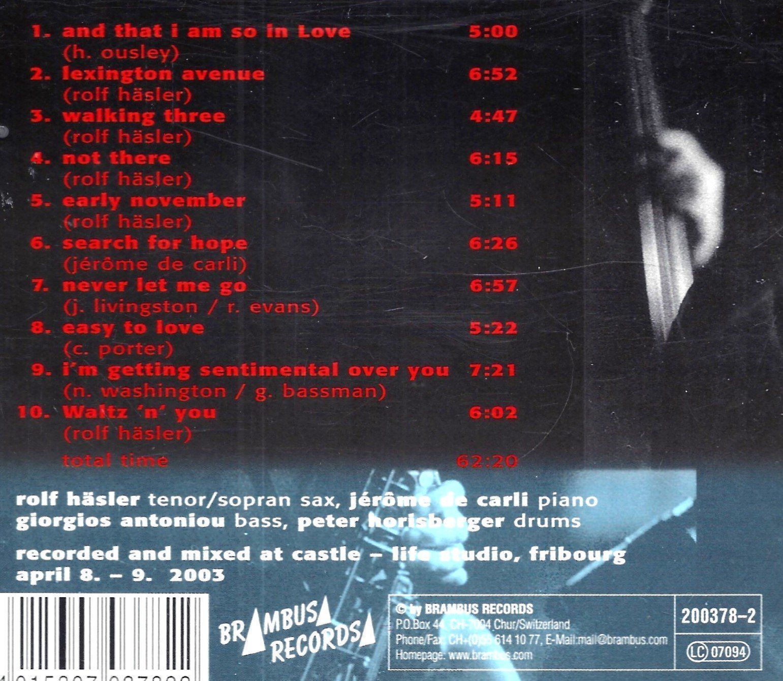 CDs: Rolf Häsler Quartet WALKING THREE Peter Horisberger JazzCD – Gebraucht aus Kandergrund von Sososo 1