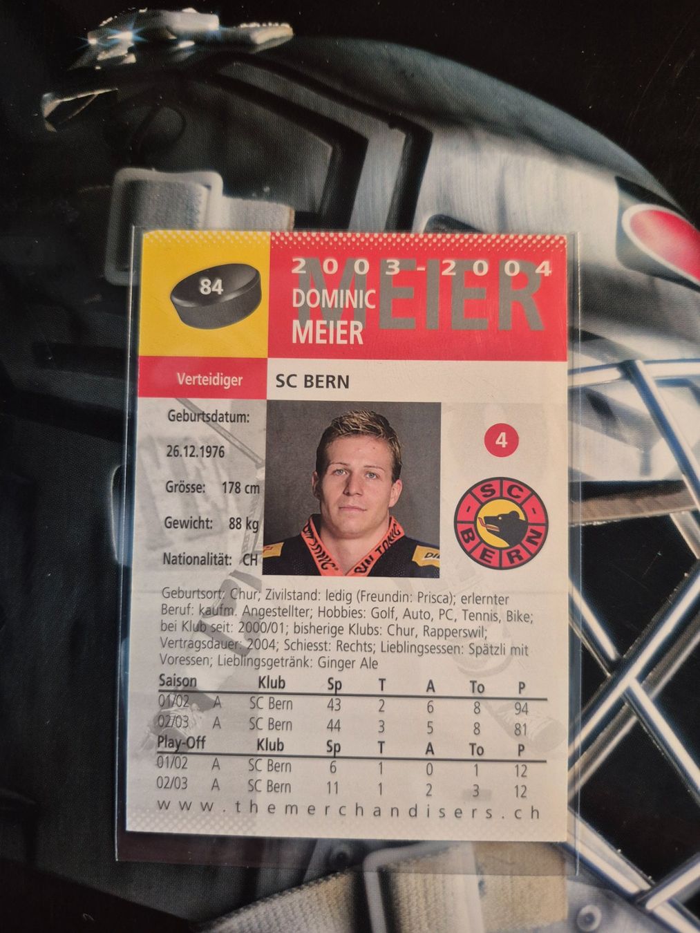 Carte collezionabili: Dominic Meier SC Bern 2003/04 – Usato da Treiten venduto da Sauber73 1