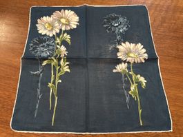 Taschentuch dunkelblau mit Blumenmotiv Baumwolle