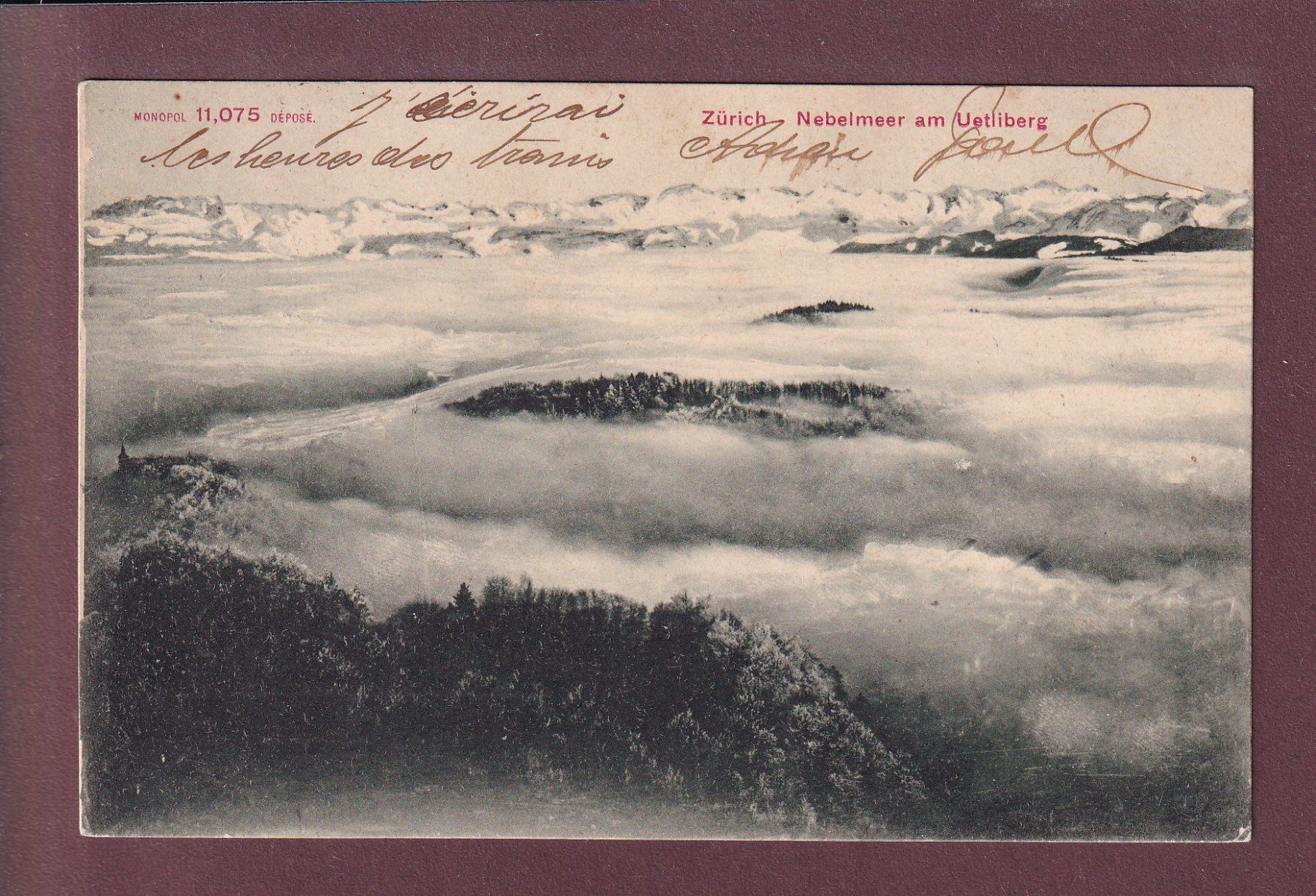 Ansichtskarten: Nebelmeer am UETLIBERG - 1906 – Gebraucht aus Pully von nicecards