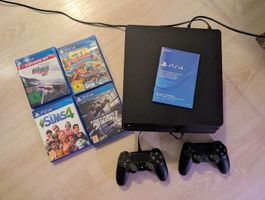 PS4 Slim 1 TB – 2 Controller + 4 Games – Komplettset