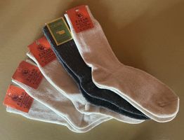 Schafwoll - 5 Paar Socken NEU ca. 41-42; 4x Creme +1x Grau