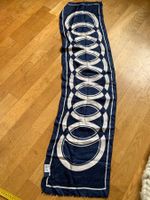 Seidenschal blau weiss vintage 28 x 120 cm
