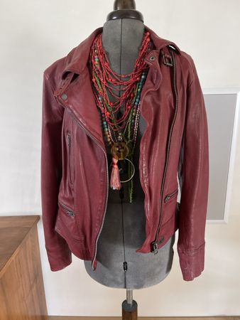 Oakwood Lederjacke, bordeauxrot, Grösse M, Top Zustand!