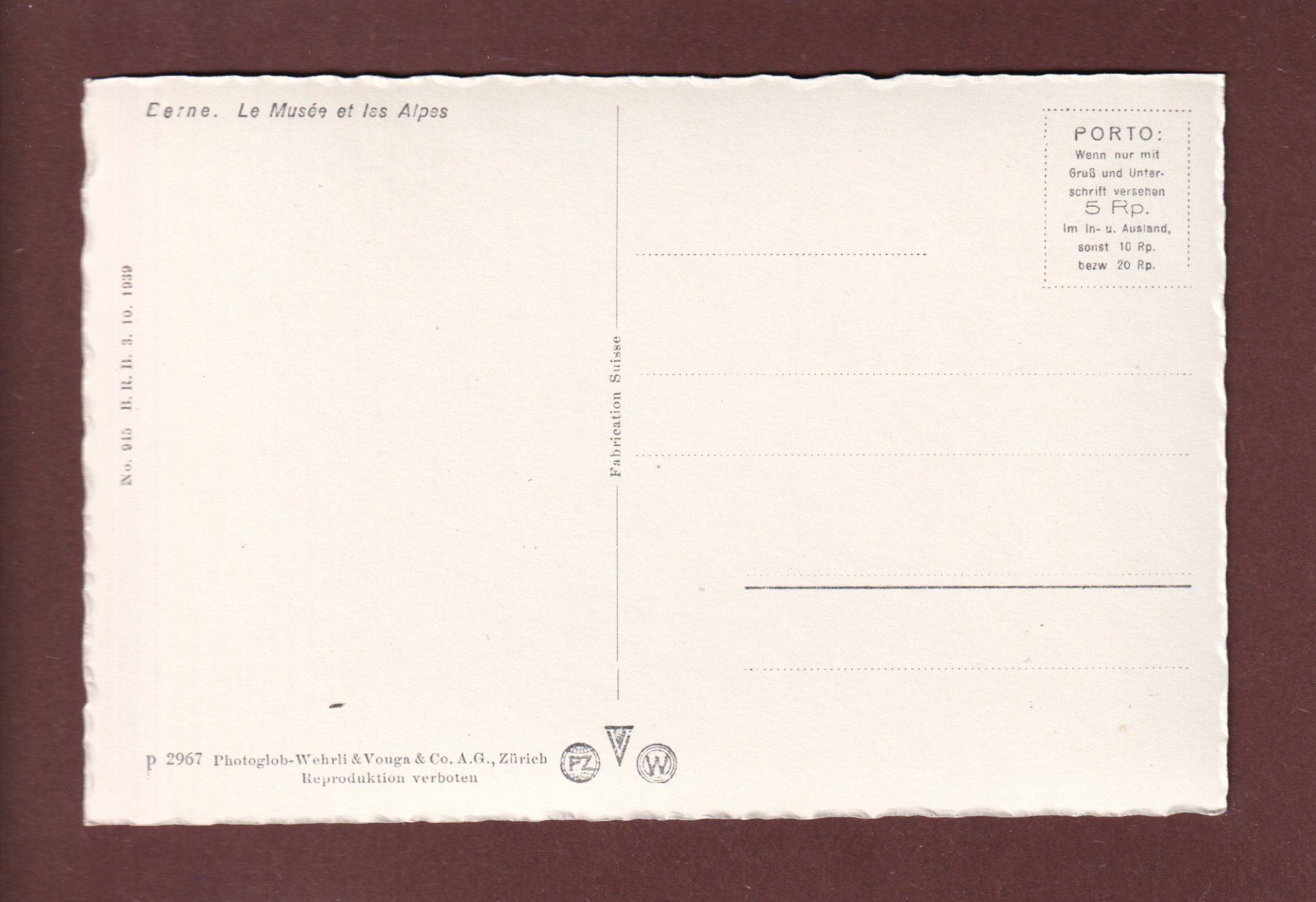 Cartes postales: BERN - Museum – D'occasion à Pully par nicecards 1