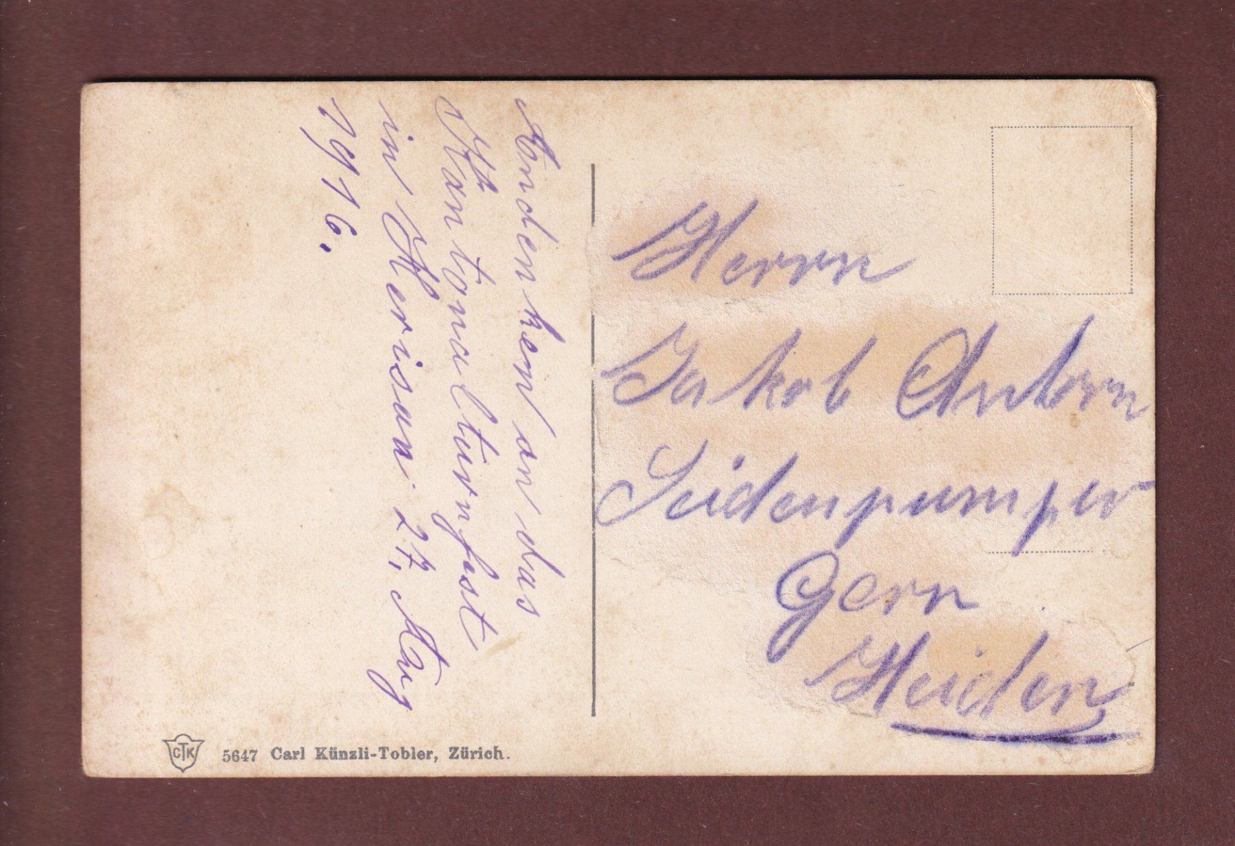 Cartoline postali: HERISAU - 1916 – Usato da Pully venduto da nicecards-shop 1