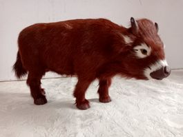 Krippen Figur Rind mit echtem Fell mit kleinem Makel