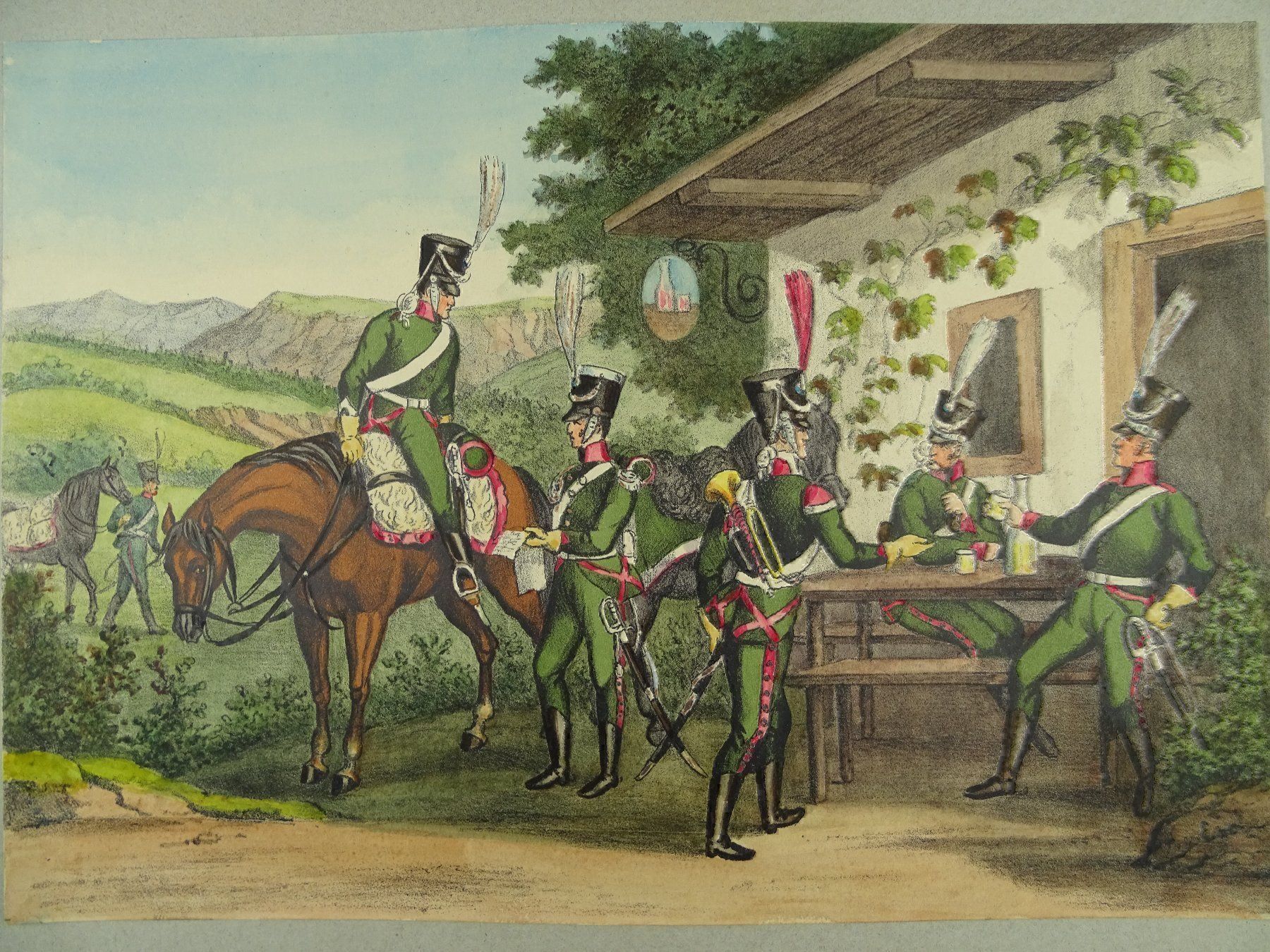 Stiche: ZÜRCHER MILIZEN, LITHOGRAPHIE UM 1890 – Gebraucht aus Grüningen von Kartensammler 2
