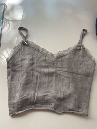 Graues Spitzentop M