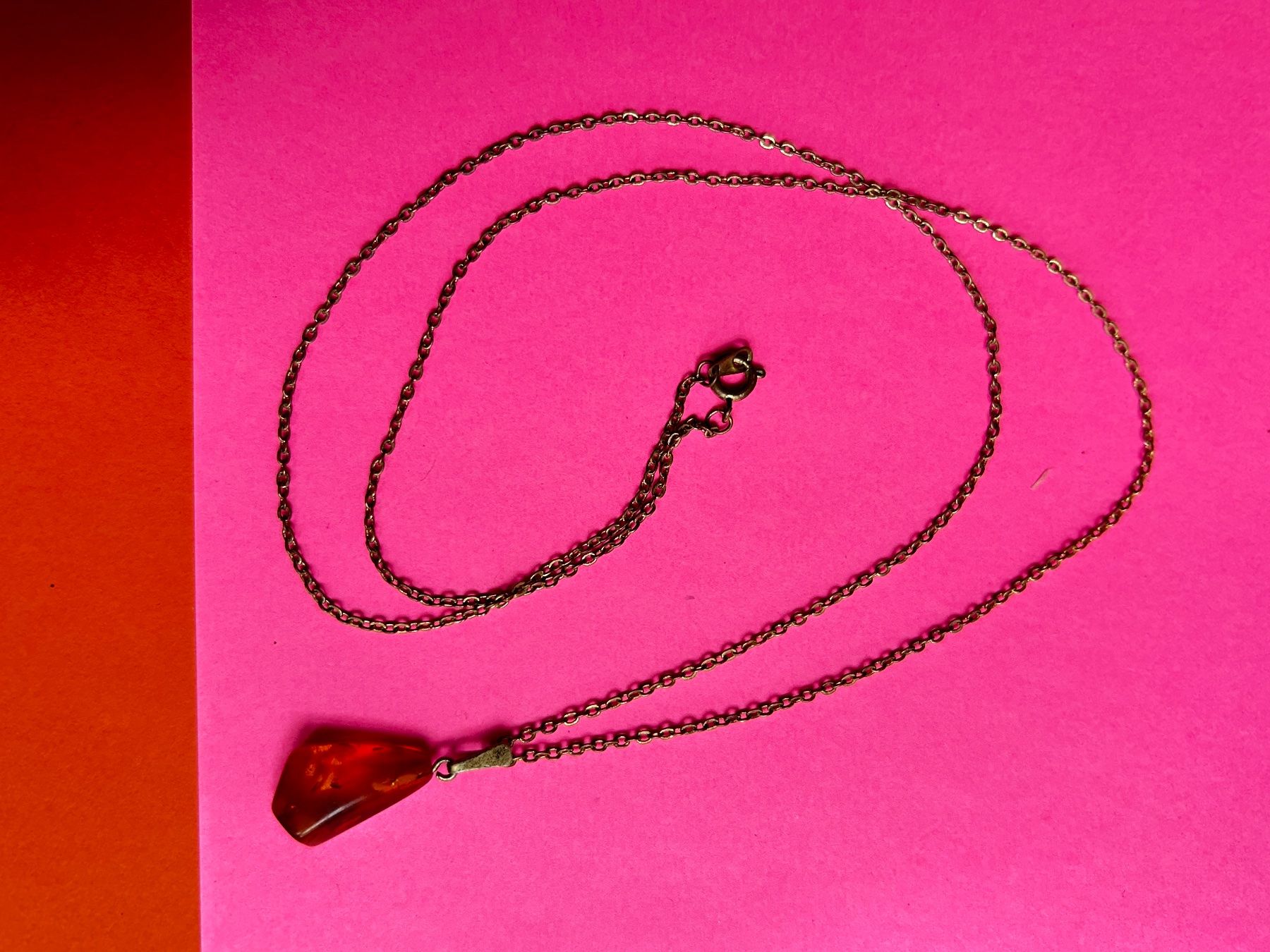 Catenine: Schicke Kette mit Bernstein, Vintage, Cognac Farbe – Usato da Basel venduto da bellespirit 4