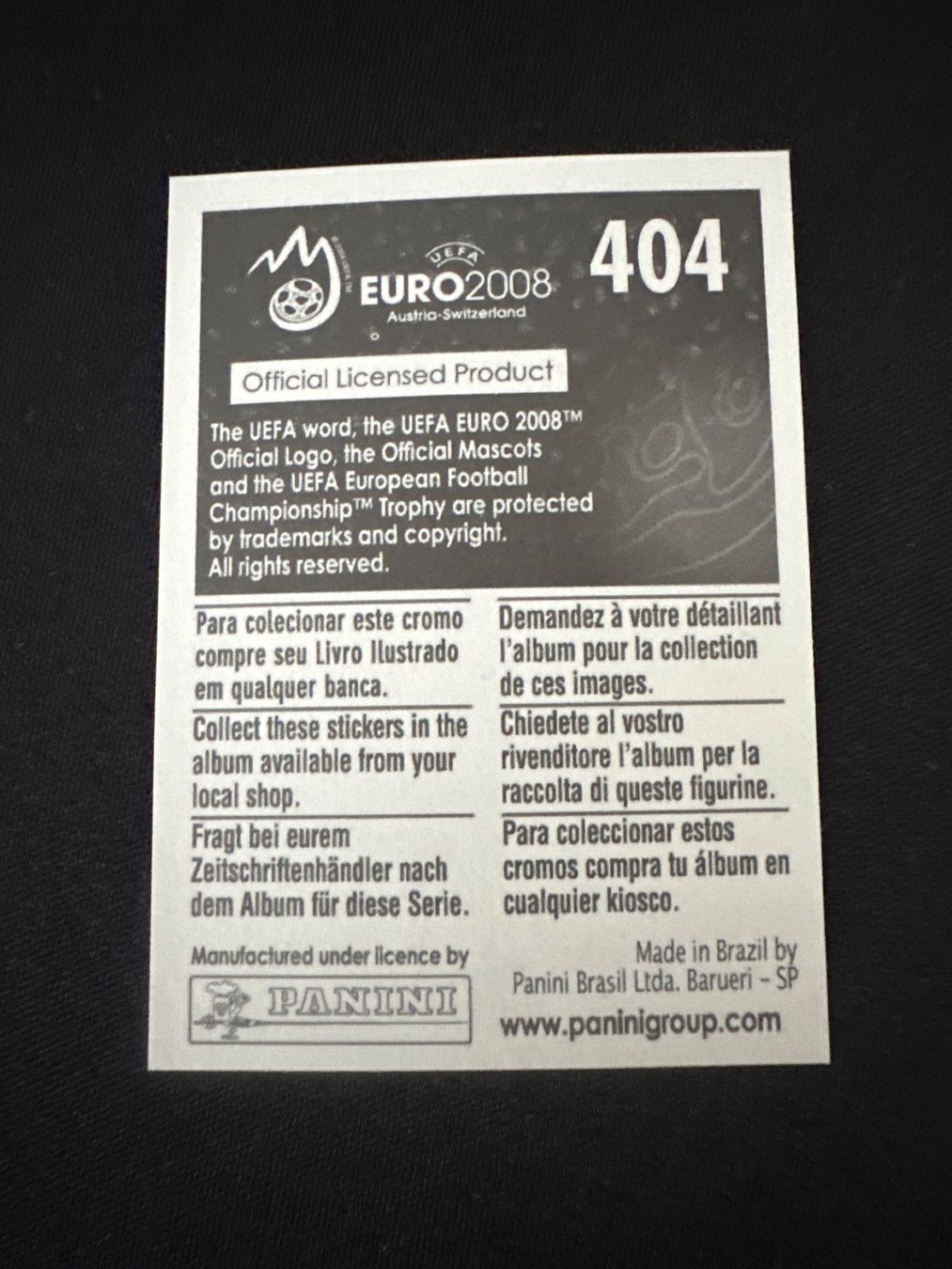 Panini Carte collezionabili: Panini UEFA EM 2008 Sticker - Nr. 404 – Usato da Sulz AG venduto da DealWerk 1