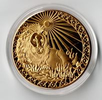 Löwe_Sternzeichen _Goldig_Medaile in Schutzkapsel