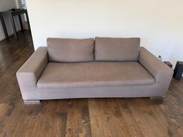 Minotti Sofa, Zweiplätzer, schlammbraun