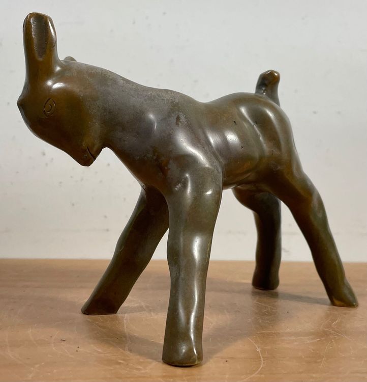 Reh Skulptur aus gefülltem Bronze Monogrammiert | Kaufen auf Ricardo