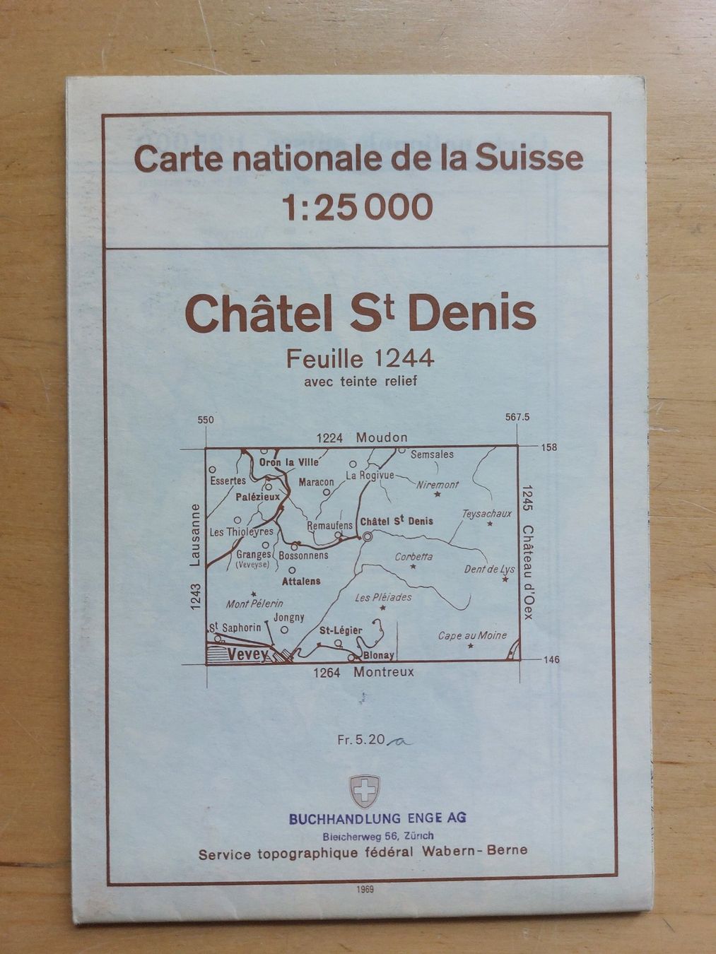 Cartine & Atlanti: Landeskarte der Schweiz - CHÂTEL ST. DENIS – Usato da Gipf - Oberfrick venduto da Esnoopy