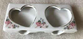 Cadre Photo Vintage Double Cœur Porcelaine Style Shabby Chic