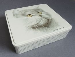 Blechdose mit Katzen-Motiv - Massilly France - © 1984