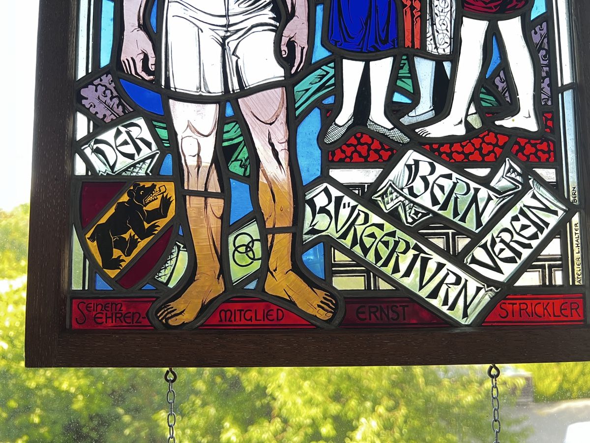 Sonstige Antiquitäten & Kunst: Zwei Glasbilder Jugendstil Berner Vereinsleben – Gebraucht aus Neuenegg von Magosaurus 3