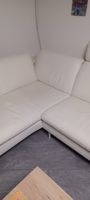 Ecksofa W.Schillig weiss Leder, 255x185cm, mit Hocker