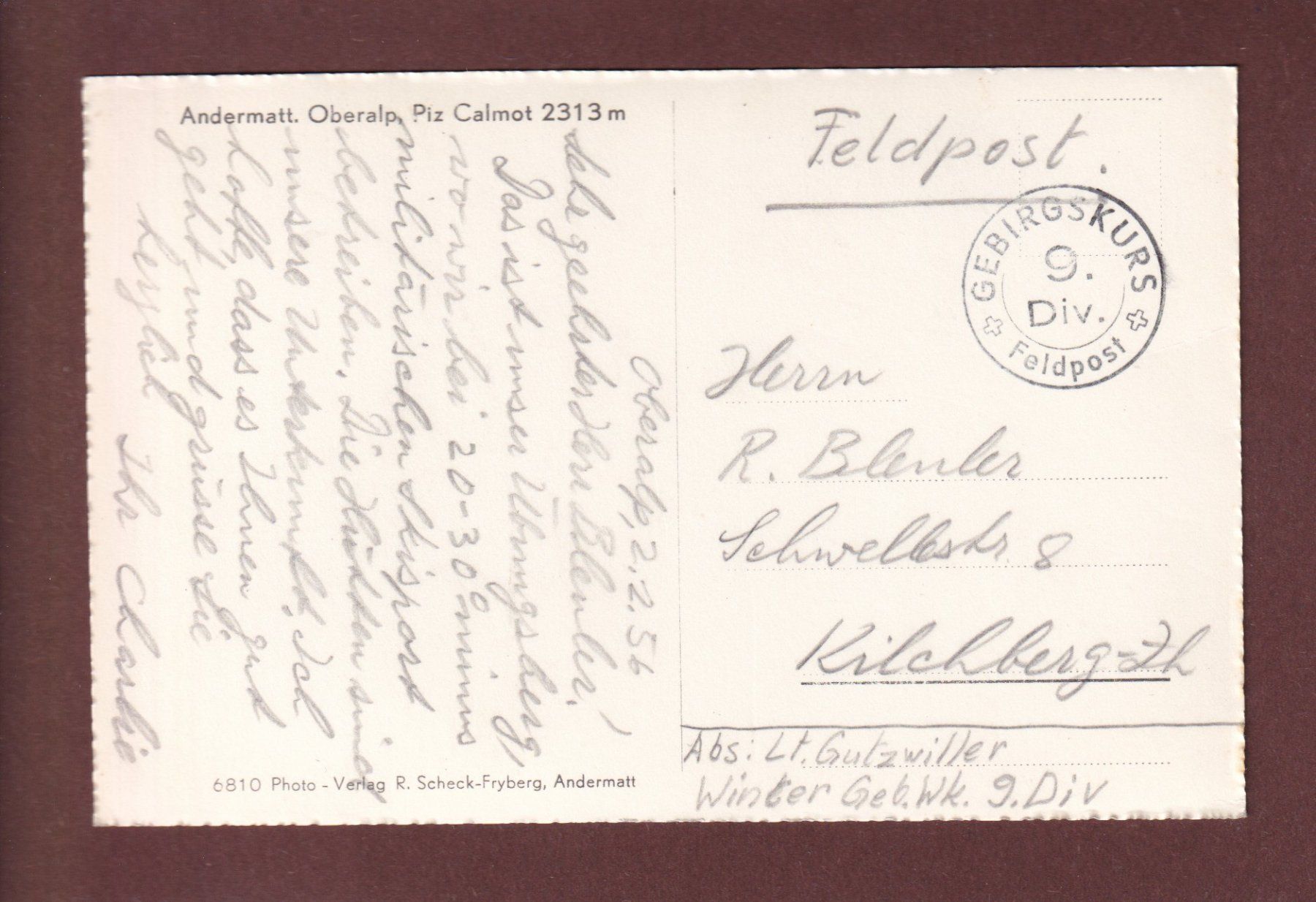 Cartoline postali: Andermatt - OBERALP - Piz Calmot - Feldpost – Usato da Pully venduto da nicecards-shop 1