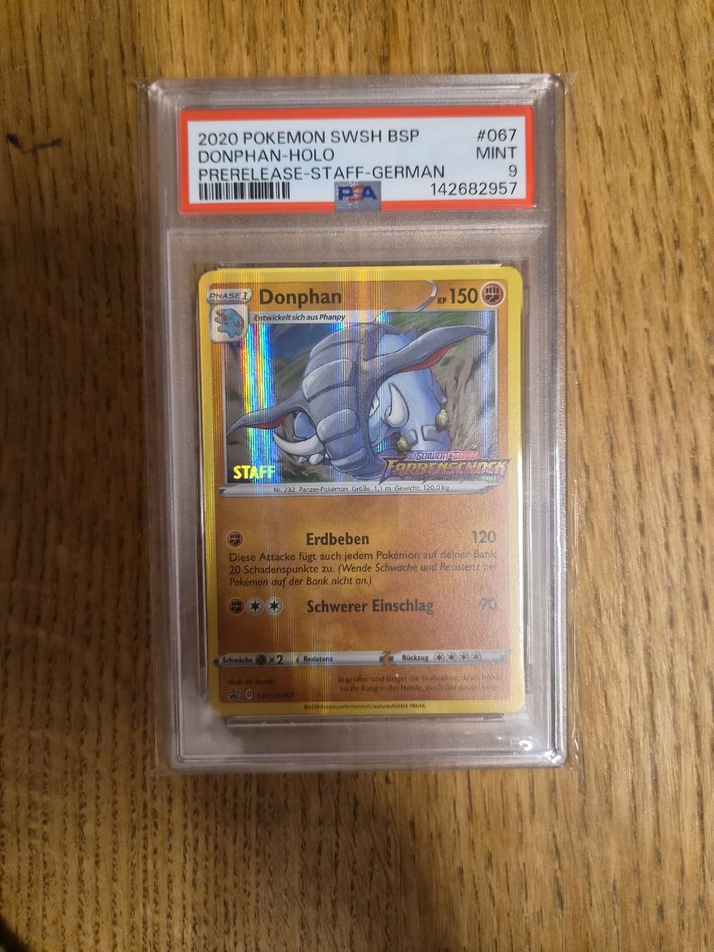 Pokémon Carte collezionabili: Pokemon Pre release Farbenschock Donphan STAFF PSA 9 DE – Usato da Gwatt (Thun) venduto da Blacktriangle