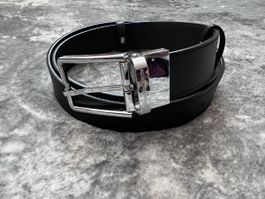 Zegna Lederguertel, schmal, silberne Schnalle, t