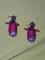 Ohrstecker Handgemacht Lila Rosetten mit Perlen Neu