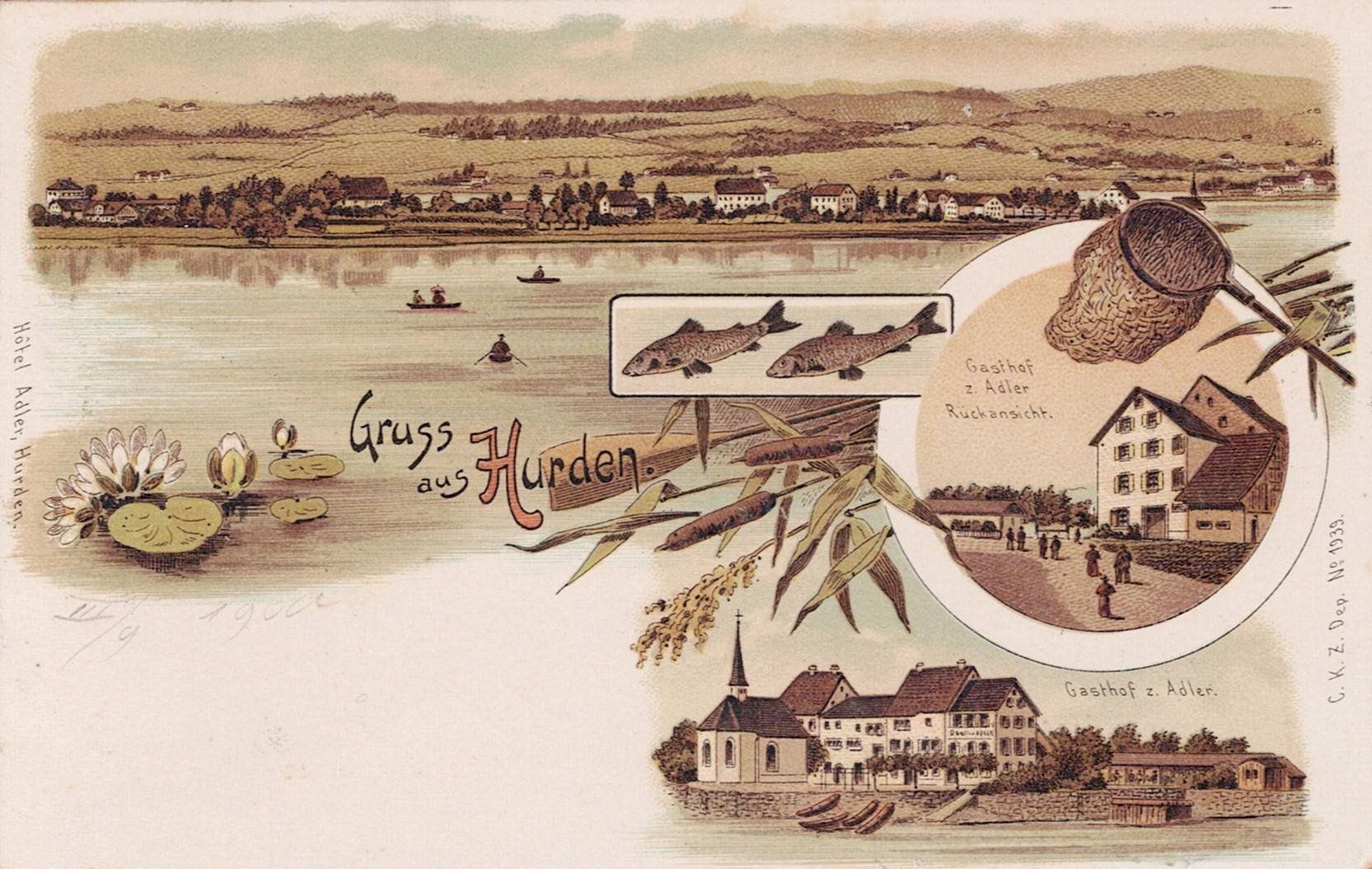 Ansichtskarten: Hurden AK 1900 Litho von C.K.Z. No. 1939 – Gebraucht aus Sevgein von WHaelmi