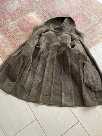 Lammfellmantel mit Kapuze braun gebraucht guter Zustand